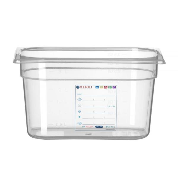 HENDI Gastronorm-Behälter 1/4 GN 1/4 4 l, Transparent 265 x 162 x 150 mm