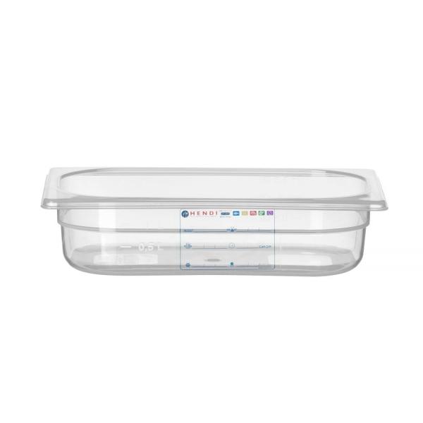 HENDI Gastronorm-Behälter 1/4 GN 1/4 1,8 l, Transparent 265 x 162 x 65 mm