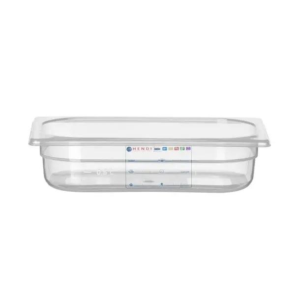 HENDI Gastronorm-Behälter 1/4 GN 1/4 1,8 l, Transparent 265 x 162 x 65 mm  