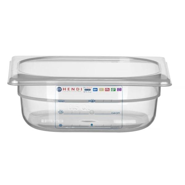 HENDI Gastronorm-Behälter 1/6 GN 1/6 1 l, Transparent 176 x 162 x 65 mm