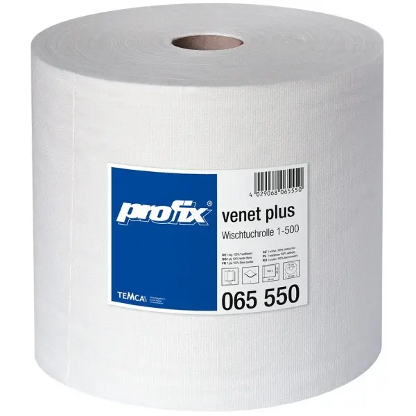 profix® venet plus Wischtuchrolle 1-lagig, 40 x 36 cm, hochweiß, perforiert, Lochvlies 1 Rolle = 500 Blatt