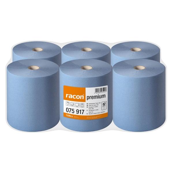 racon® comfort Handtuchrollen 3-lagig, 20.3 cm x 100 m, blau, unperforiert 1 Pack = 6 Rollen