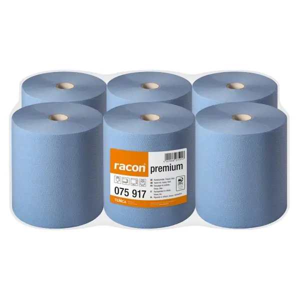 racon® comfort Handtuchrollen 3-lagig, 20.3 cm x 100 m, blau, unperforiert 1 Pack = 6 Rollen