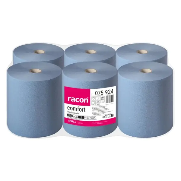racon® comfort Handtuchrollen 2-lagig, 20.0 cm x 140 m, blau, unperforiert 1 Pack = 6 Rollen