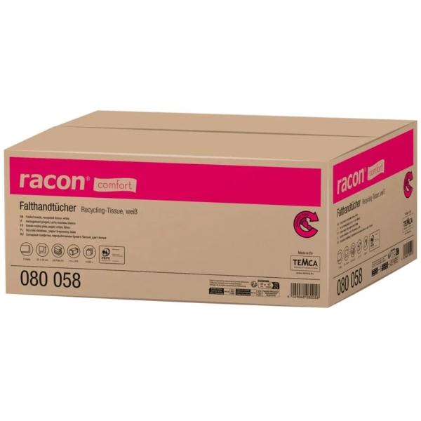 racon® comfort Falthandtücher 2-lagig, 23 x 22 cm. weiß, V-Falz 1 Karton = 4050 Tücher