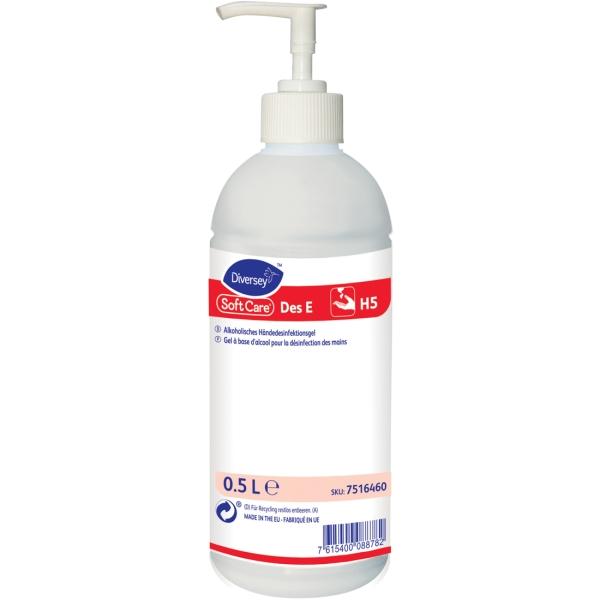 Diversey Soft Care Des E H5 alkoholbasiertes Händedesinfektionsgel  500 ml Flasche