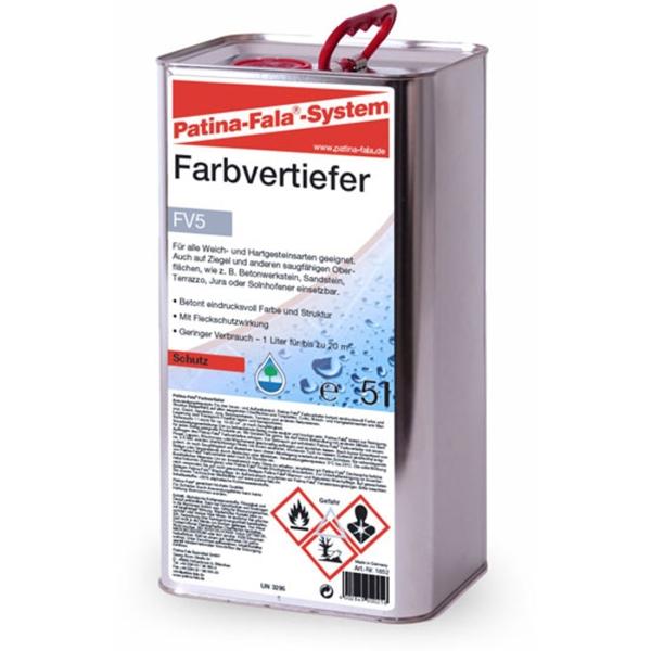 Patina-Fala Farbvertiefer mit Fleckschutzwirkung für alle Weich- und Hartgesteinsarten geeignet 5 l Kanister