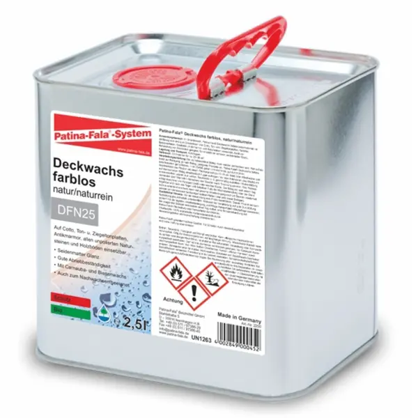 Patina-Fala Deckwachs farblos natur/naturrein, flüssig auf allen unpolierten Natursteinen und Holzböden einsetzbar. 2.5 l Kanister