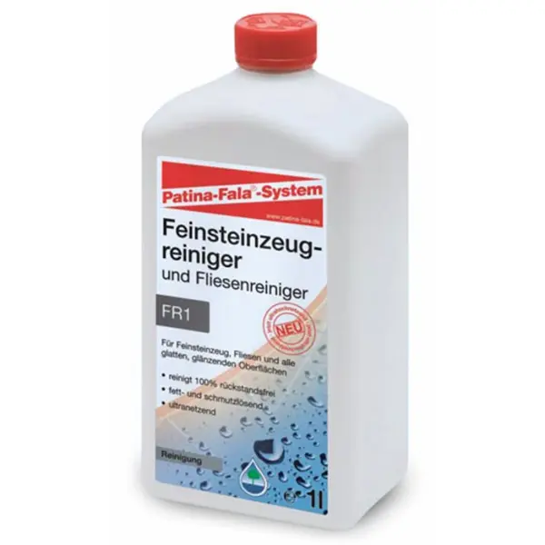 Patina-Fala Feinsteinzeug- und Fliesenreiniger auf glänzenden Oberflächen bestens geeignet 1 l Flasche
