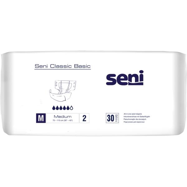 Seni Classic Basic Gr. M Windeln mit Klett für Erwachsene 1 Beutel = 30 Stück