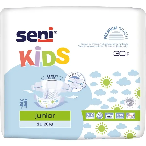 Seni Kids Junior Klettwindel für Kinder 11-20 kg 1 Beutel = 30 Stück