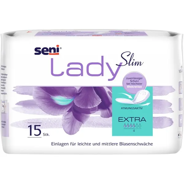 Seni Lady Slim Extra atmungsaktive Slim-Einlagen für Frauen 1 Beutel = 15 Stück