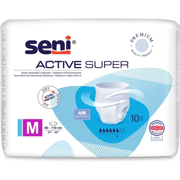 Seni Active Super Gr. M atmungsaktive Inkontinenzpants 1 Beutel = 10 Stück