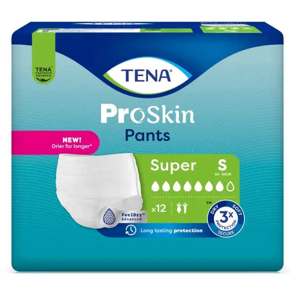 TENA ProSkin Pants Super Gr. S Einwegpants bei mäßigem bis starken Harnverlust 1 Beutel = 12 Stück