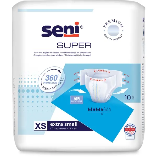 Seni Super Gr. XS Inkontinenzslip mit Klebeklettverschlüssen 1 Beutel = 10 Stück