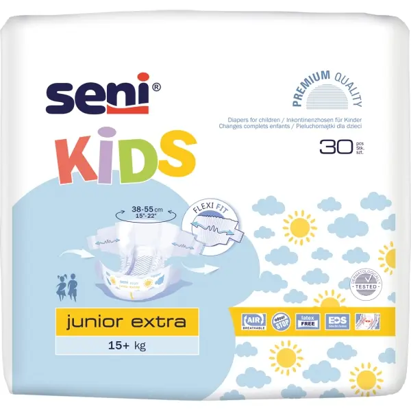 Seni Kids Junior Extra Klettwindel für Kinder 15+ kg 1 Beutel = 30 Stück