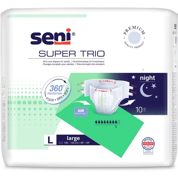 Seni Super Trio Gr. L Slip mit Klebeklettverschlüssen 1 Beutel = 10 Stück