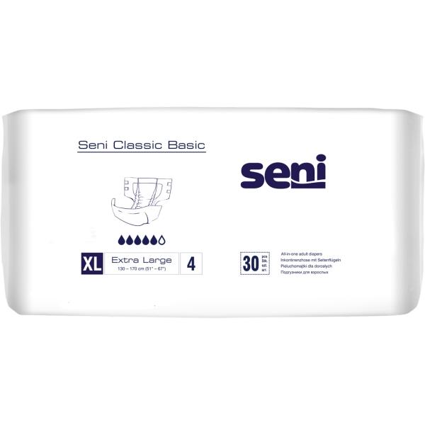 Seni Classic Basic Gr. XL Windeln mit Klett für Erwachsene 1 Beutel = 30 Stück