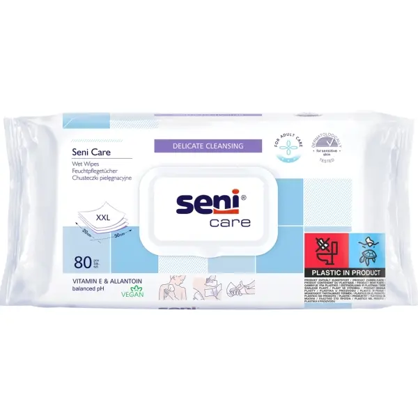 Seni Care Feuchtpflegetücher 20 x 30 cm Feuchttücher zur Hautreinigung 1 Pack = 80 Tücher