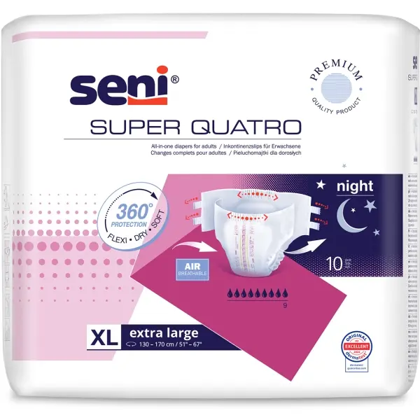 Seni Super Quatro Gr. XL Klettwindel für Erwachsene 1 Beutel = 10 Stück