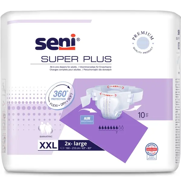 Seni Super Plus Gr. XXL Inkontinenzslip mit Klebeklettverschlüssen 1 Beutel = 10 Stück