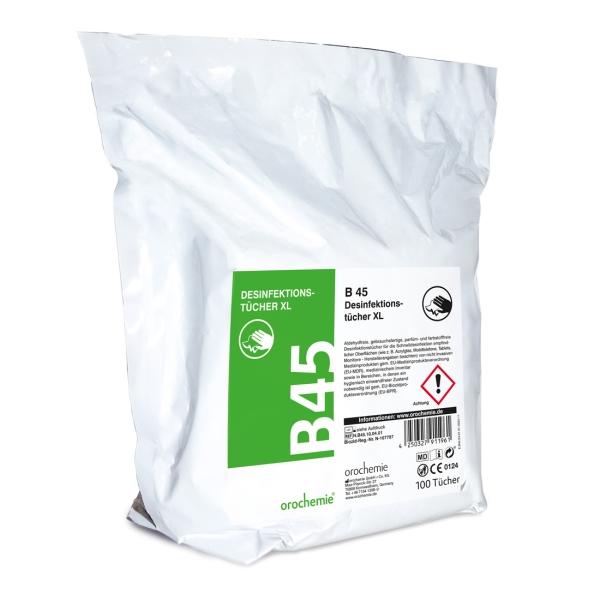 B 45 Desinfektionstücher XL gebrauchsfertige Flächendesinfektion 1 Nachfüllpack = 100 Tücher