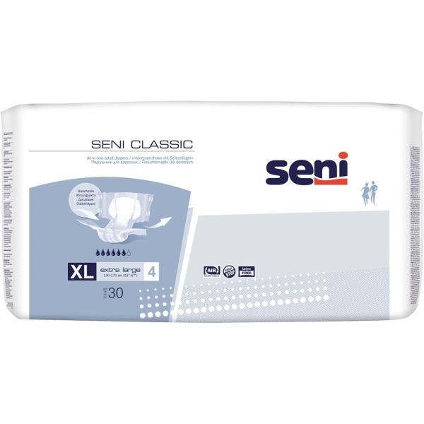 Seni Classic Gr. XL Inkontinenzwindel mit Klebeklettverschlüssen 1 Beutel = 30 Stück