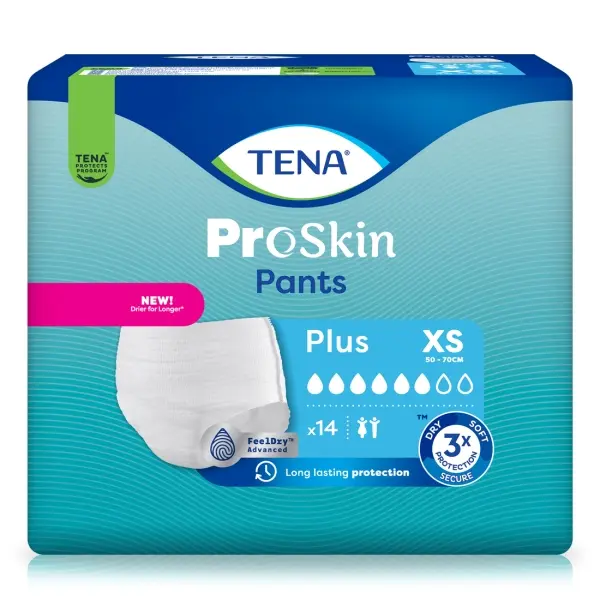 TENA ProSkin Pants Plus Gr. XS Windelhosen für mittelschwere Inkontinenz 1 Beutel = 14 Stück