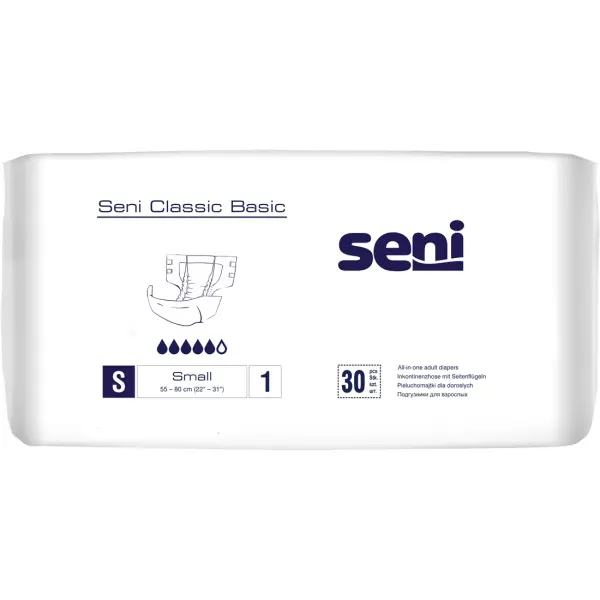 Seni Classic Basic Gr. S Windeln mit Klett für Erwachsene 1 Beutel = 30 Stück