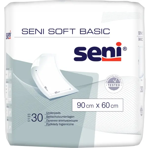 Seni Soft Basic 90 x 60 cm Bettunterlage bei Inkontinenz 1 Beutel = 30 Stück