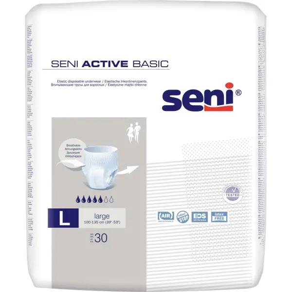Seni Active Basic Gr. L atmungsaktive Windelhose 1 Beutel = 30 Stück