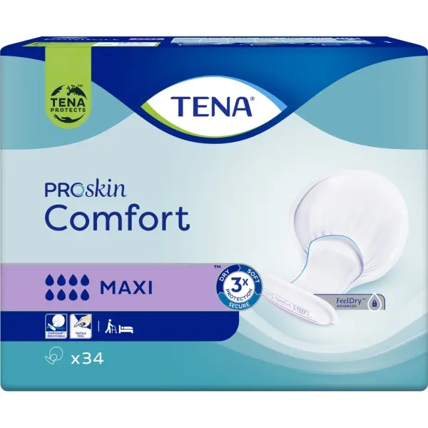TENA ProSkin Comfort Maxi Große Inkontinenzvorlagen für Fixierhosen 1 Beutel = 34 Stück