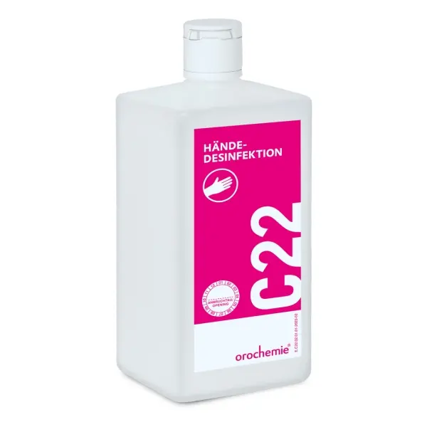 C 22 Händedesinfektion gebrauchsfertig, parfümfrei 1 l Flasche C 22 Händedesinfektion gebrauchsfertig, parfümfrei 1 l Flasche