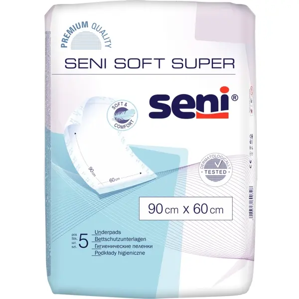 Seni Soft Super 90 x 60 cm Bettschutzunterlagen 1 Beutel = 5 Stück