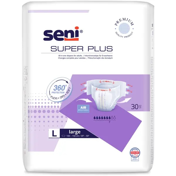 Seni Super Plus Gr. L Inkontinenzslip mit Klebeklettverschlüssen 1 Beutel = 30 Stück