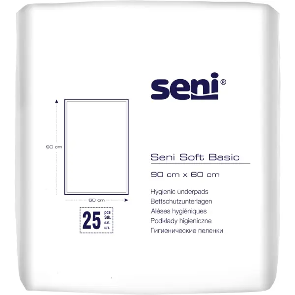 Seni Soft Basic 90 x 60 cm Bettunterlagen bei Inkontinenz 1 Beutel = 25 Stück