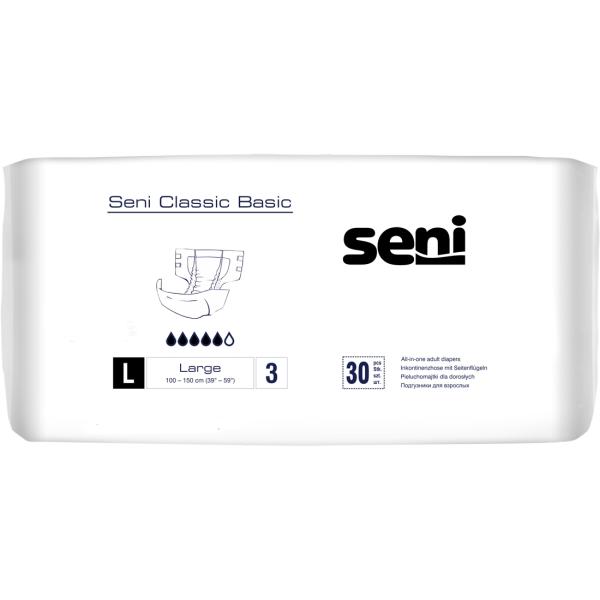 Seni Classic Basic Gr. L Windeln mit Klett für Erwachsene 1 Beutel = 30 Stück