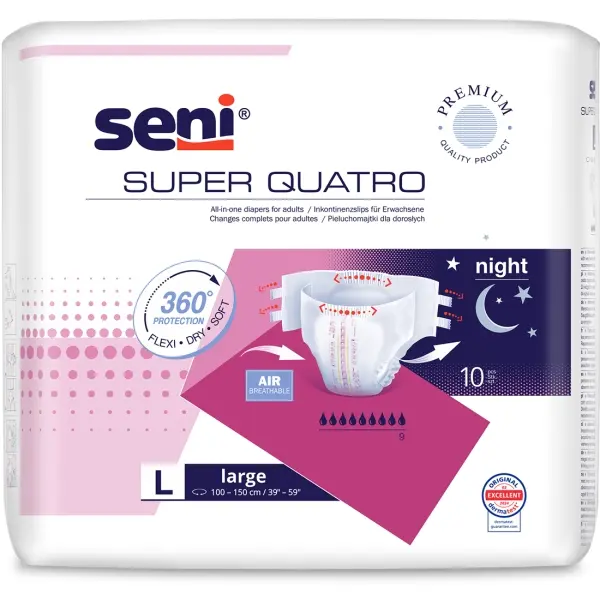 Seni Super Quatro Gr. L Klettwindel für Erwachsene 1 Beutel = 10 Stück
