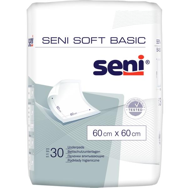 Seni Soft Basic 60 x 60 cm Bettunterlage bei Inkontinenz 1 Beutel = 30 Stück