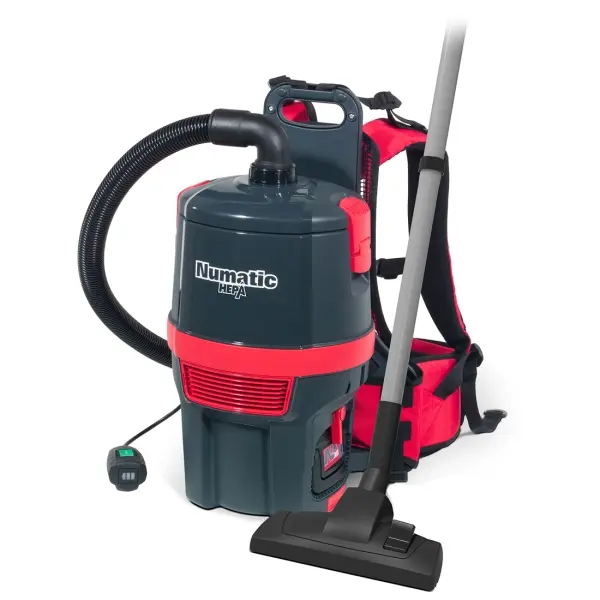 NUMATIC Batterie-Rucksacksauger RSB150HNX Hepa mit Ladegerät, ohne Akku inkl. Zubehörset
