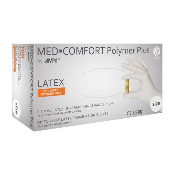 MED-COMFORT Polymer Plus Latex-Untersuchungsschuhe puderfrei, beige, Gr. XL 1 Box = 100 Stück