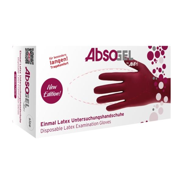 ABSOGEL Latex Einweghandschuhe puderfrei, bordeaux, Gr. S 1 Box = 50 Stück