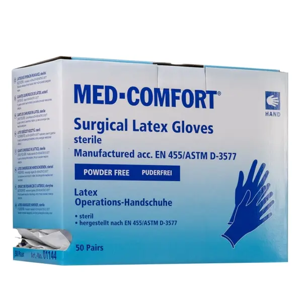 MED-COMFORT Latex-OP-Handschuhe steril, puderfrei, weiß, Gr. 5,5 1 Box = 50 Paar