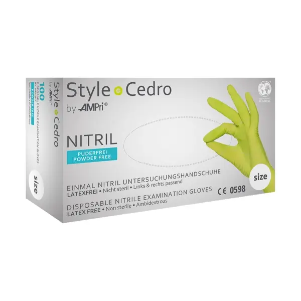 STYLE CEDRO Nitril-Untersuchungshandschuhe puderfrei, hellgrün, Gr. L 1 Box = 100 Stück