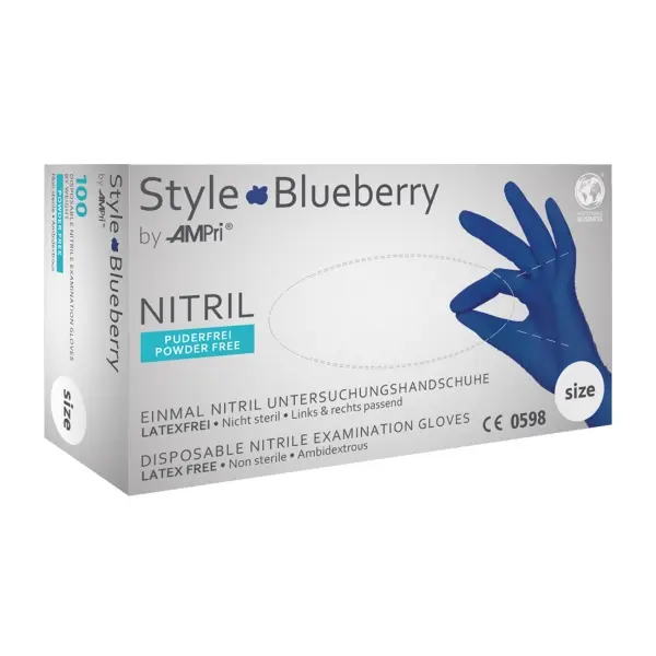 STYLE BLUEBERRY Nitrilhandschuhe puderfrei, dunkelblau, Gr. XL 1 Box = 100 Stück