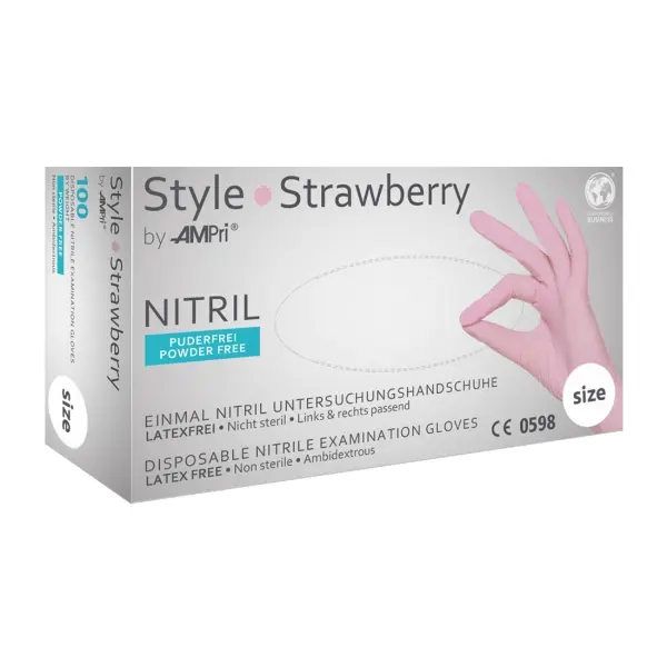 STYLE STRAWBERRY Nitril-Untersuchungshandschuhe puderfrei, pastellrosa, Gr. L 1 Box = 100 Stück