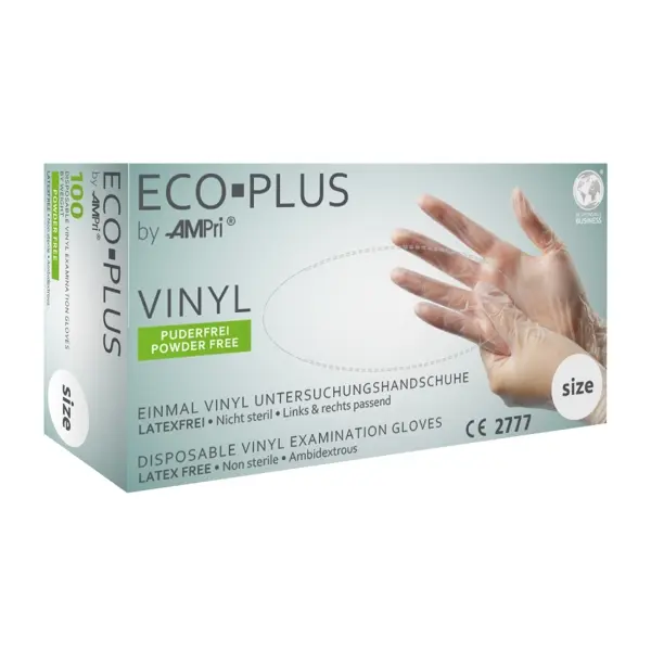 ECO PLUS Vinyl-Untersuchungshandschuhe puderfrei, weiß, Gr. L 1 Box = 100 Stück
