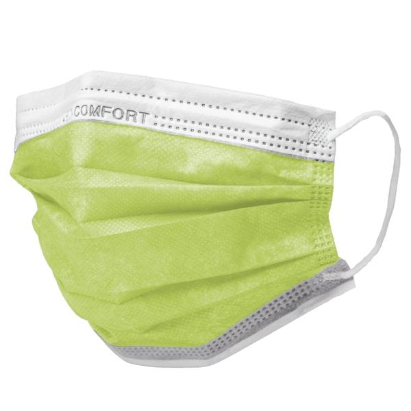 MED-COMFORT Mundschutzmasken 3-lagig, TYP IIR, limette (hellgrün) 1 Box = 50 Stück