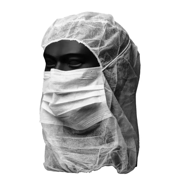 MED-COMFORT Einweg-Astronautenhaube mit Mundschutz, weiß 1 Beutel = 100 Stück