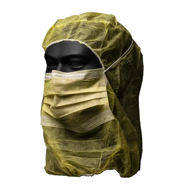 MED-COMFORT Einweg-Astronautenhaube mit Mundschutz, gelb 1 Beutel = 100 Stück